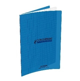 CAHIER GRANDS CARREAUX 32 PAGES 170x220 POLYPRO BLEU REL. AGRAFE