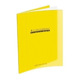 CAHIER GRANDS CARREAUX 32 PAGES 170x220 POLYPRO JAUNE REL. AGRAFE