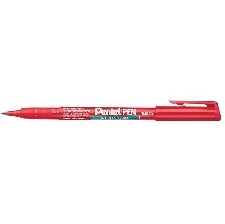 MARQUEUR PERMANENT PENTEL  GREEN LABEL POINTE CONIQUE FINE ROUGE
