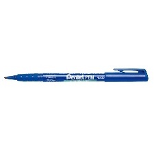 MARQUEUR PERMANENT PENTEL GREEN LABEL POINTE CONIQUE FINE  BLEU