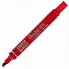 MARQUEUR PERMANENT PENTEL PEN  POINTE BISEAUTEE  ROUGE