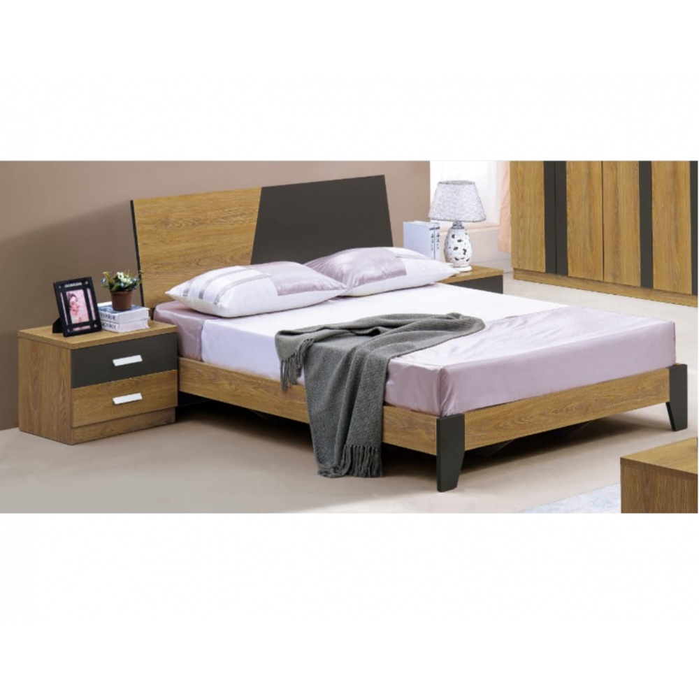 LIT MODERNE NOIR ET CHENE 200X180 6B053P