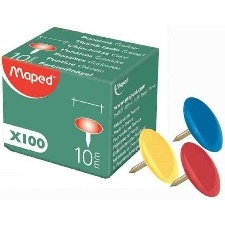 PUNAISES COULEUR ASSORTIS 10 MM  BOITE DE 100