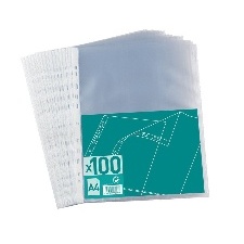 SACHET DE 100 POCHETTES PERFORÉES NEUTRES A4 POLYPRO
