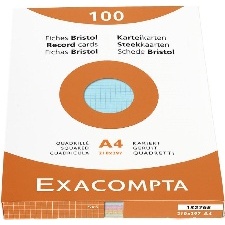 FICHE BRISTOL EXACOMPTA ETUI 100 FEUILLE  A4 COULEUR ASSORTIES