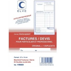 CARNET FACTURES DEVIS AUTO ENTREPRENEURS 210X140 50-2
