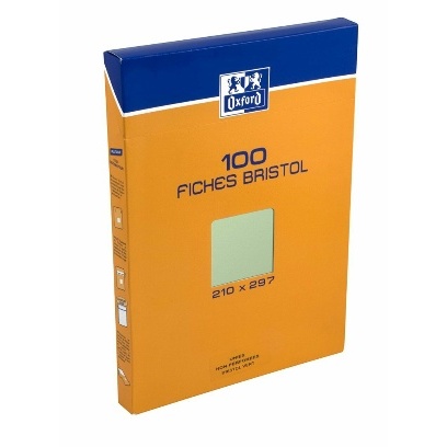 Boite de 100 fiches bristol perforées carte forte 210 g couleurs assorties  quadrillé 5x5 format 12,5