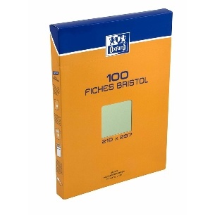 FICHES BRISTOL OXFORD BLOC A4 UNI 100 FICHES VERTES