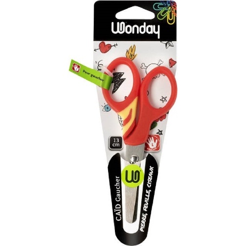 CISEAUX WONDAY 13 CM GAUCHER LAMES ACIER INOX BOUTS RONDS