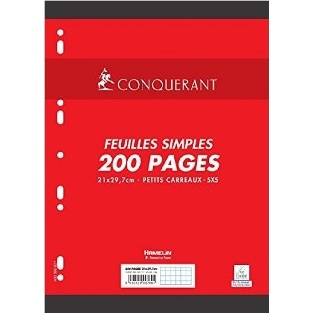 COPIES SIMPLE PETITS CARREAUX CONQUERANT 5MM 200 PAGES