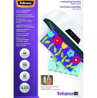 PACK DE 100 POCHETTES ADHESIVES A4 FELLOWES 2X80MICRONS