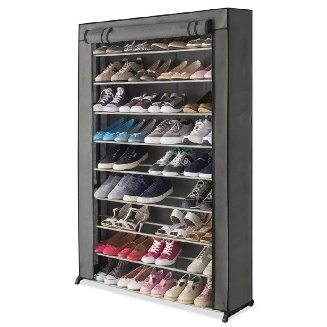 ETAGERE A CHAUSSURES AVEC HOUSSE GRISE 50 PAIRES