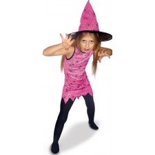 DEGUISEMENT SORCIERE ROSE TAILLE L 7-8 ANS