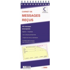 CARNET DE MESSAGES RECUS BLOC SPIRALE 160 322X140MM