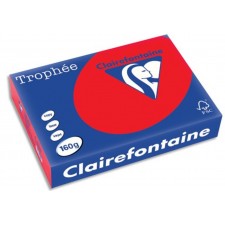RAMETTE A4 CLAIREFONTAINE ROUGE CORAIL 160G 250 FEUILLES
