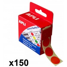 BOITE DE 150 PASTILLES ADHESIVES 15MM ROUGE