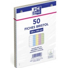 50 FICHES PERFOREES OXFORD A6 PETITS CARREAUX 5MM