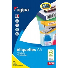 192 ETIQUETTES 70X37MM ETUI A5 BLANC