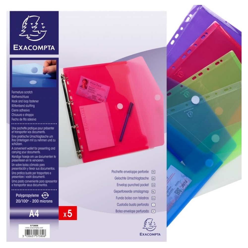 Lot De 8 Pochettes A4 Étanches Avec Velcro - 11 Trous, Étiquette, 8 Couleurs | Pour Documents École, Bureau, Maison, Organisation - 5