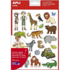 GOMMETTE THEMATIQUE  JUNGLE 12 FEUILLES