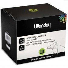 BOITE DE 100 ATTACHES CROISEES ACIER NICKELE 30 X 40 MM