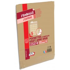 PAQUET DE 5 POCHETTES KRAFT ARME 130G A SOUFFLET 3CM