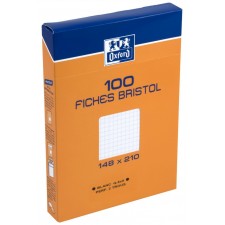 OXFORD BLOC DE FICHES BRISTOL A5 PETITS CARREAUX 5MM 100 FICHES BLANCHES