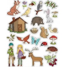 POCHETTE DE GOMMETTES APLI KIDS THEME LA FORET 12 FEUILLES