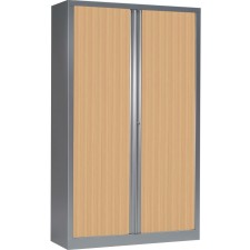 ARMOIRE HAUTE DEMONTABLE CLASS 120 A RIDEAUX 3 TABLETTES - 198X120 ANTHARACITE-HETRE