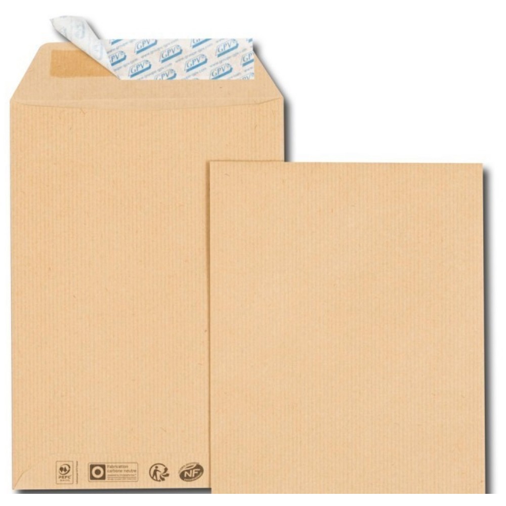 Enveloppe carton blanc compact et fermeture adhésive
