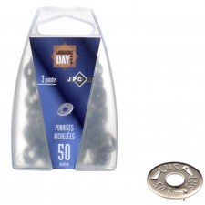BOITETE PLASTIQUE DE 50 PUNAISES NICKELEES 3 POINTES