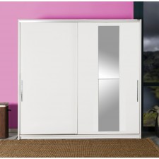ARMOIRE TYRON PORTES COULISSANTES AVEC MIROIR 210X207X60CM BLANCHE