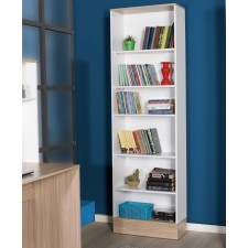 BIBLIOTHEQUE LEO 60X197X26CM CHENE ET BLANC