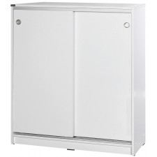 ARMOIRE CHAUSSURE KENT BASSE PORTES COULISSANTES 91X105X37CM BLANC