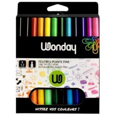 BOITE 12 FEUTRES POINTES FINES COLORIS ASSORTIS