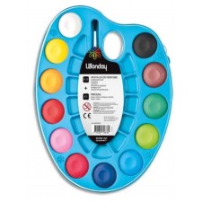 PALETTE OVALE DE 12 PASTILLES DE GOUACHE 1 PINCEAU