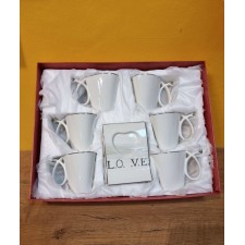 TASSES LOVE 334 220CC AVEC SOUCOUPES 12 PIECES BLANCHES
