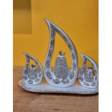 DECORATION EN CERAMIQUE 4 PIECES YF404 ARGENTEE