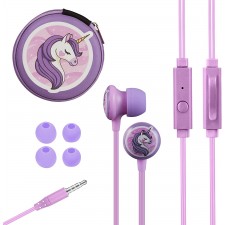ECOUTEURS VOLKANO FILAIRES LICORNE ROSE POUR ENFANT