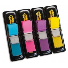 MARQUE-PAGES POST-IT ETROITS  COULEURS VIVES - LOT 4 X 35
