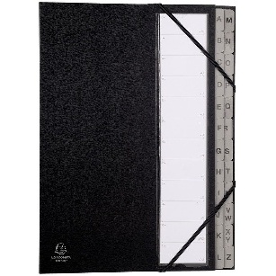 TRIEUR HARMONIKA DOS EXTENSIBLES ET TOUCHES IMPRIMÉES ORDONATOR- COUVERTURE RIGIDE AVEC ÉLASTIQUES FORMAT 240*320 POUR A4 NOIR