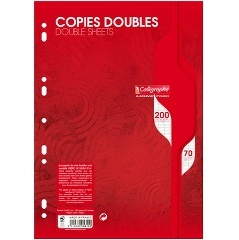 COPIES DOUBLES GRANDS CARREAUX BLANC FORMAT A4 70G 200 PAGES