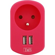 CHARGEUR SECTEUR T'NB USB 2 EN 1 CHHOME21PK 2A ROSE