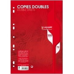 COPIES DOUBLES PETITS CARREAUX BLANC PERFORATION UNIVERSELLE CLAIREFONTAINE FORMAT A4 70G