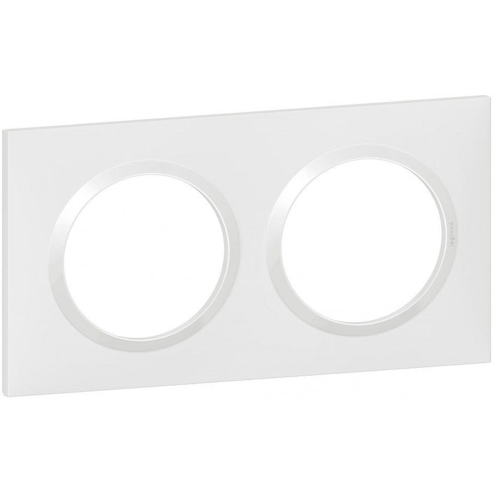 Plaque Dooxie 2 Postes Legrand – Blanc Finition Avec Bagues Effet Chrome – Neuve Sous Emballage