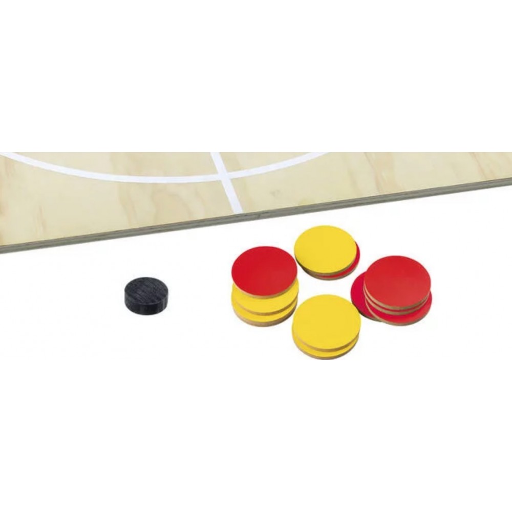 Jeu De Palets En Bois MISTER GADGET - 3 Palets Noirs & 3 Blancs - Plateau 35x21cm - Pour Adultes Et Enfants