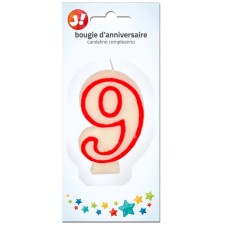 BOUGIE D ANNIVERSAIRE N 9 BLANC ROUGE