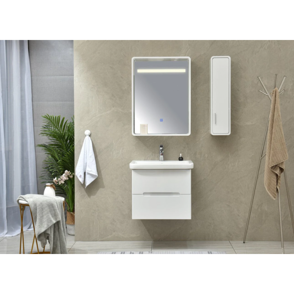 Armoire de toilette d'angle avec miroir – Blanc – 65 cm x 45,9 cm - Cluo