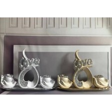 BOUGEOIR DECORATIF EN STRASS 4 PLATEAU YF389