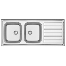 EVIER DE CUISINE 2 BACS INOX BLANC 120X50CM